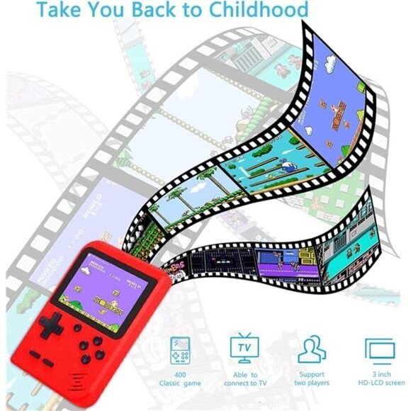 Retro Handheld 400 NES SNES Classic Games Console System Handheld Portable RED - Picture 6 of 6